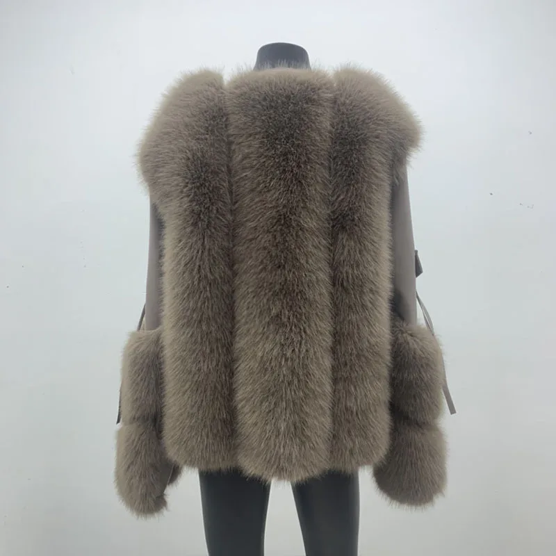 Korean Style Warm Fox Faux Fur Coat Jackets for Women Vintage Patchwork Overcoat Female 2022 Winter Eco Fur Coat Fluffy Jacket