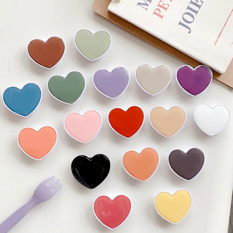 

2PCS Heart Solid Epoxy Resin Universal Phone Stand Grip Foldable Bracket Mobile Phone Grip Stand Phone Holder Couple Gift