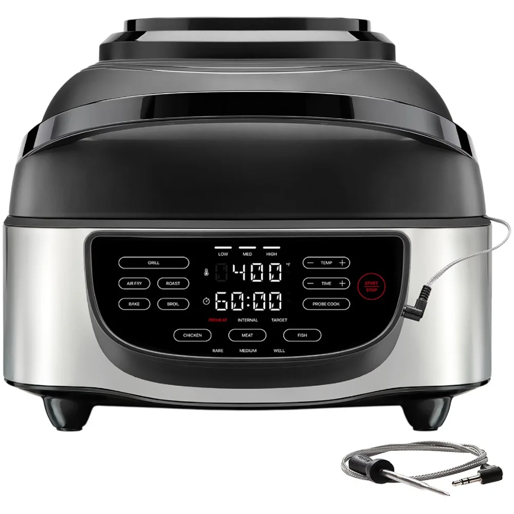 Chefman 5-in-1 Air Fryer + Indoor Grill with Cooking Thermometer, Air Fry, Grill, Roast, Bake, Broil