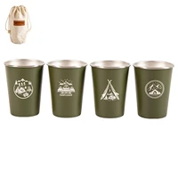 350ml steel camping cup set with storange bag for outdoor picnic tableware cooking supply 5 color