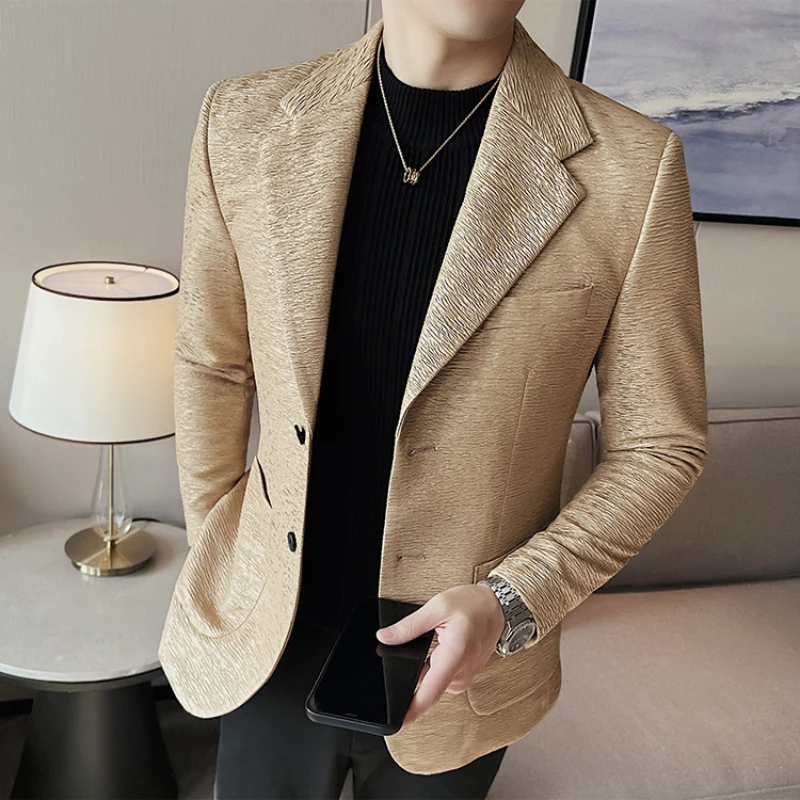 

Spring/autumn Men's Plaid Blazer Fashion Business Casual Senior Men's Slim Suit Jacket Casual Banquet Wedding Party Club Dress