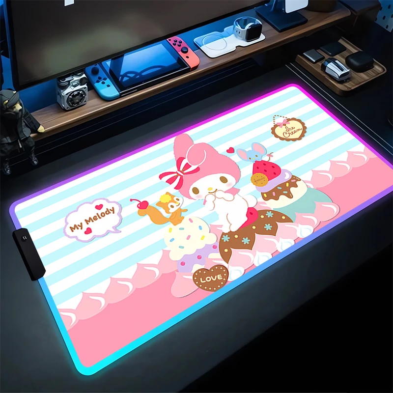 Большой игровой коврик для мыши RGB My Melody ноутбука с подсветкой клавиатуры