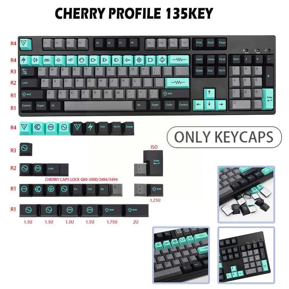 

Gmk-электрические колпачки 135, электронные колпачки Pbt, колпачки для I8o9