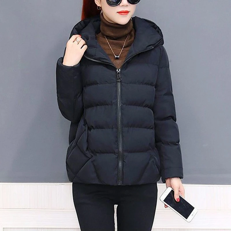 

Корейский Свободный пуховик с подкладкой, Женское пальто, модная Толстая теплая парка с капюшоном, новинка 2022, зимняя куртка, женская короткая верхняя одежда