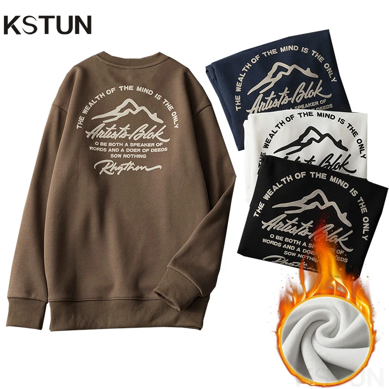 KSTUN зимняя мужская толстовка на флисовой подкладке с круглым вырезом утепленные
