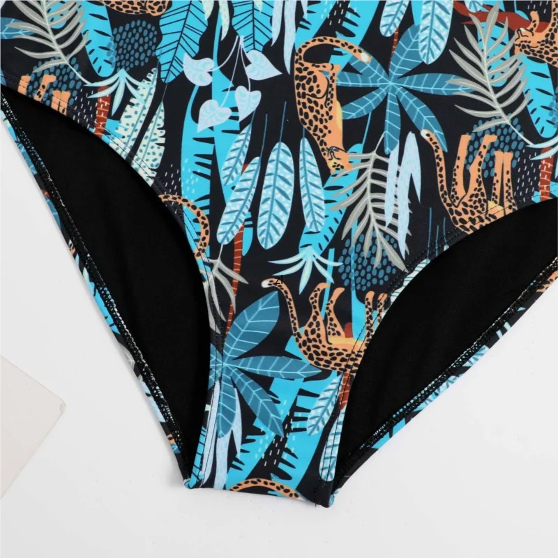 Bikini 2 Piece Set Beach Skirt Ruffled One Piece Swimsuit Set Backless Wrap Chest Women Outfit Printed Slim Sexy Suit Spring XL