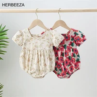 summer floral baby girls clothe newborn clothing sweet bodysuit for kids toddler girls rompers puff sleeves infant sleepwear