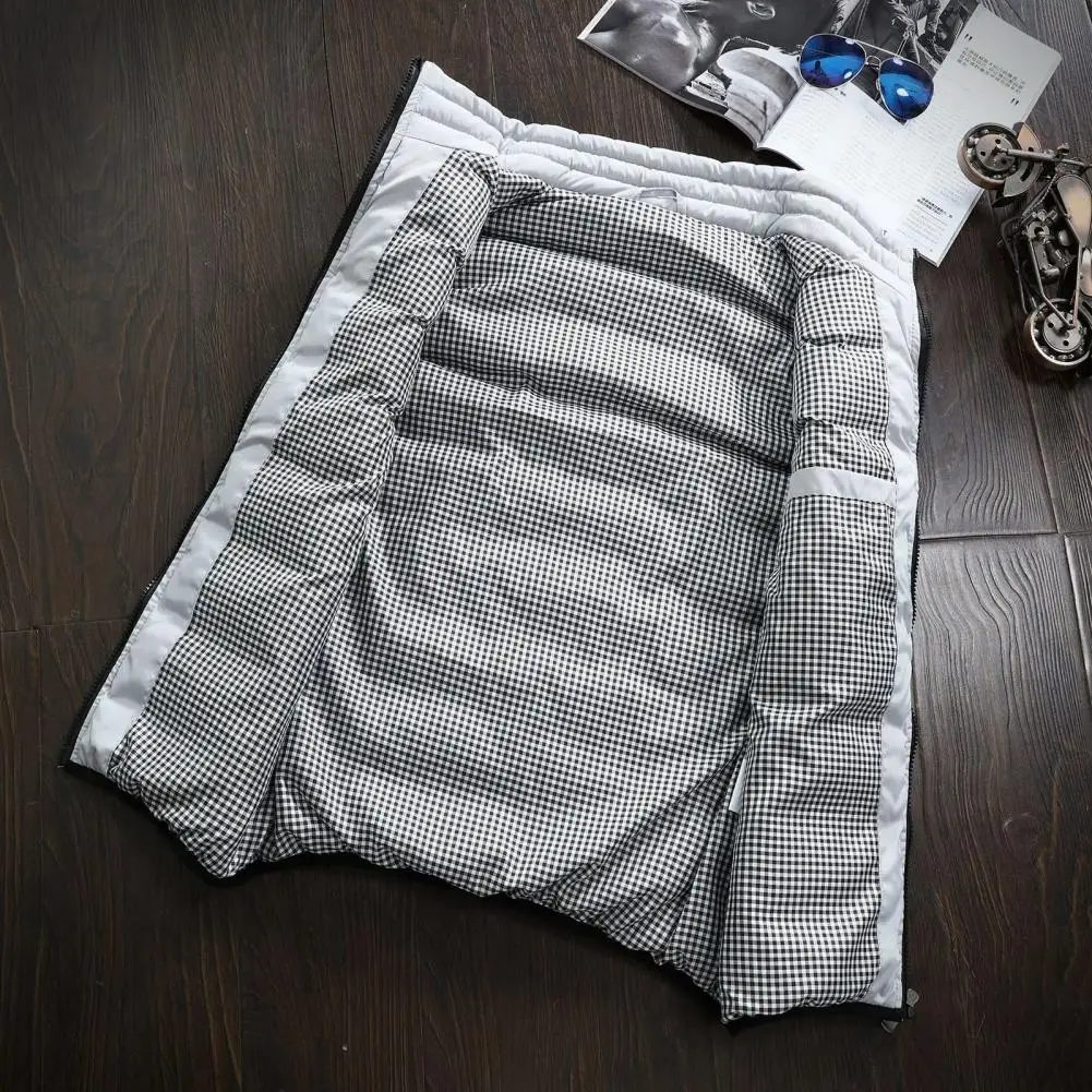 

Winter Warm Vest Stylish Men's Waterproof Sleeveless Jacket Vest with Zipper Pocket Design Warm Solid Color Winter-ready Casual
