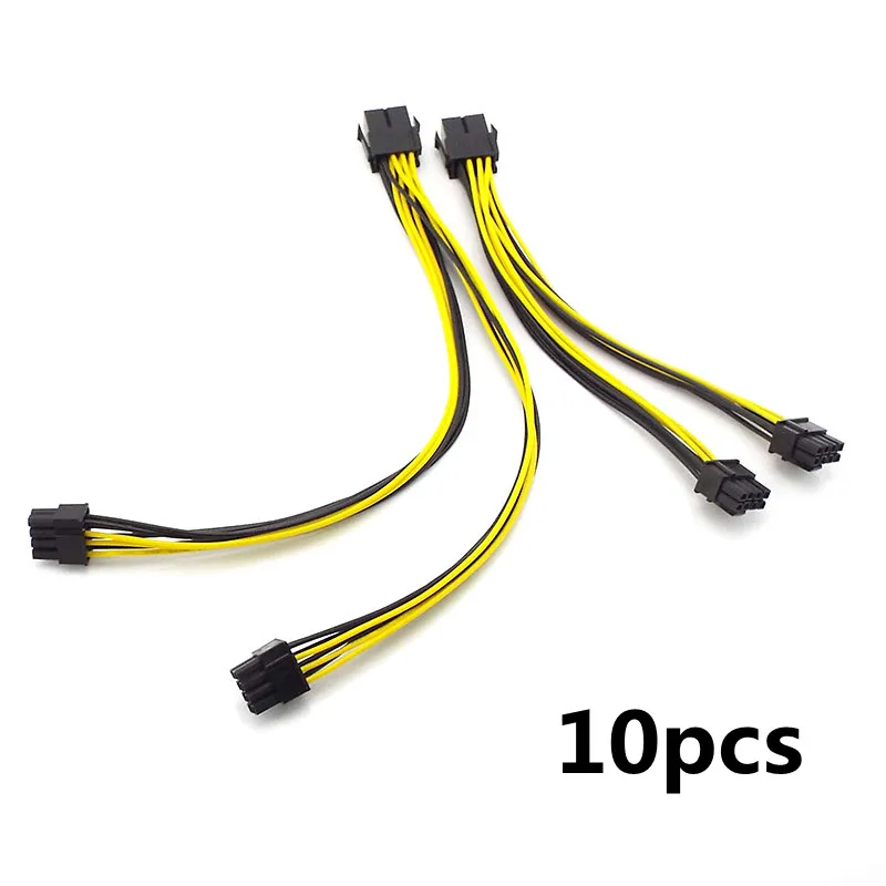 

10pcs PCI-E PCIE 8p Female to 2 Port Dual 8pin 6+2p Male GPU Graphics Video Card Miner Power Extension Cable Cord Wire 32cm/22cm