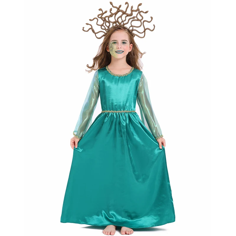 Костюм Медузы в греческом мифи для девочек головной убор виде змеи жуткий