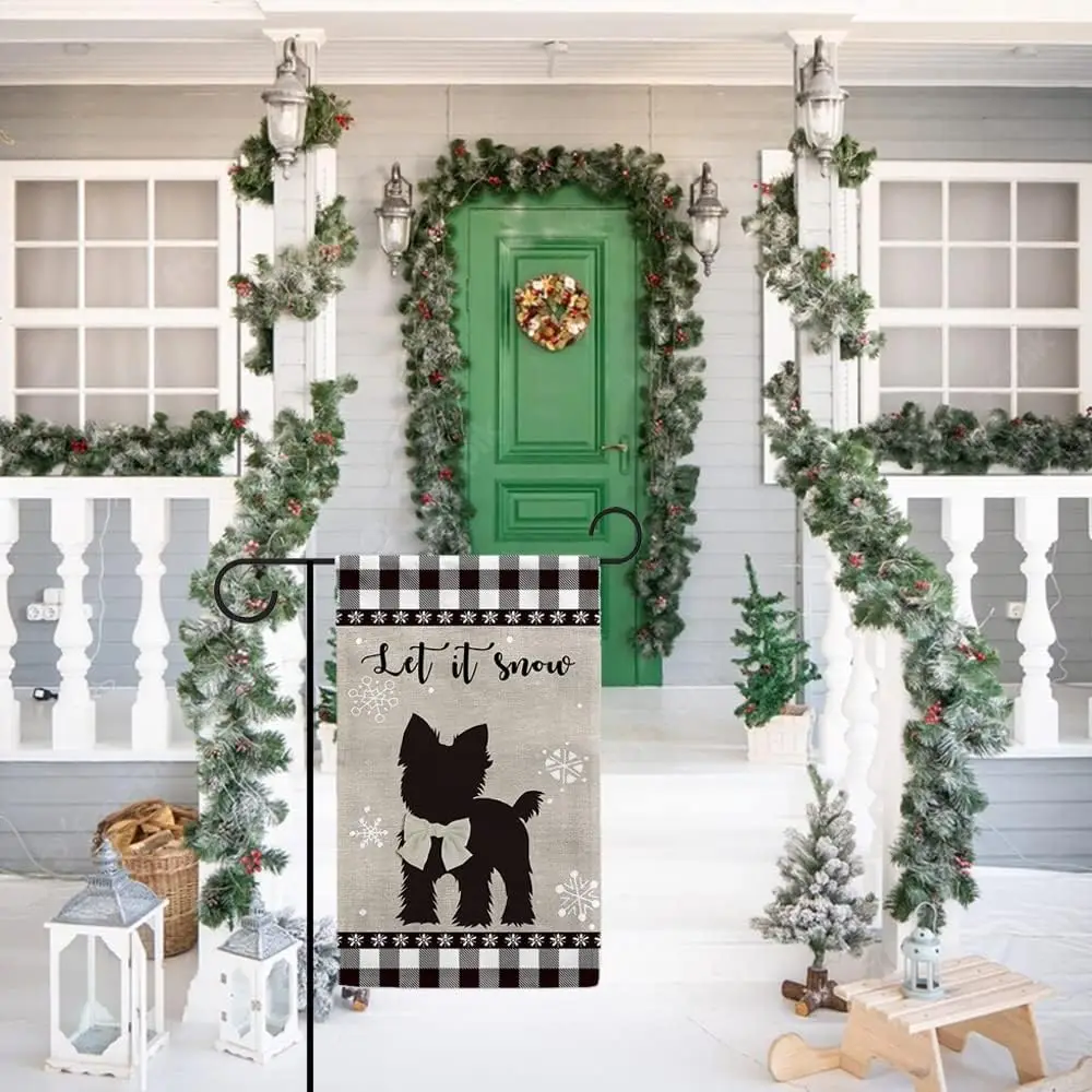 Немецкий короткошерстный указатель Let It Snow Merry Christmas Garden Flag Черно-белый плед из
