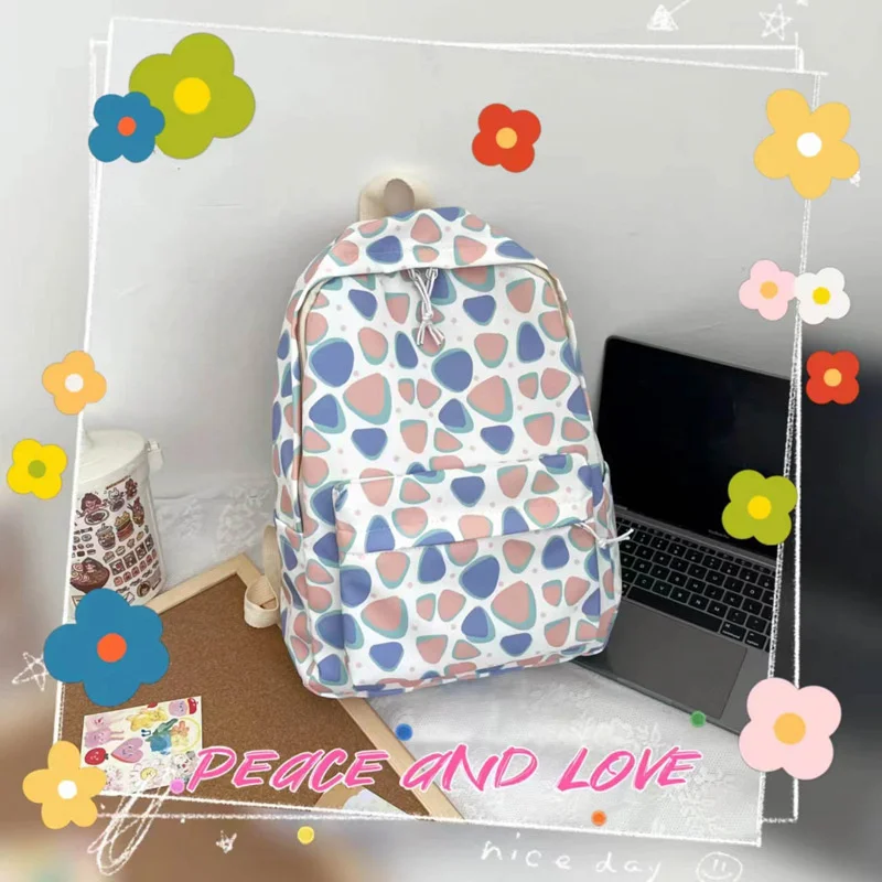 

2023 New Fresh Sweet Contrast Color Travel Backpack Canvas High Capacity Korean University Student Backpack Kawaii Backpack