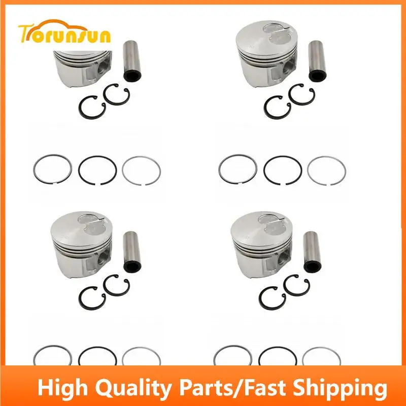 New 4 Sets STD Piston Kit With Ring 129903-22081 Fit For Yanmar 4D98E Engine 98MM