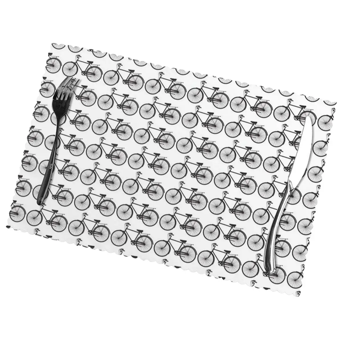 

Bike Bicycle Pattern Non-Slip Insulation Place Mats for Kitchen Dining Table Washable Placemats Bowl Coaster Cup Mat Set of 6