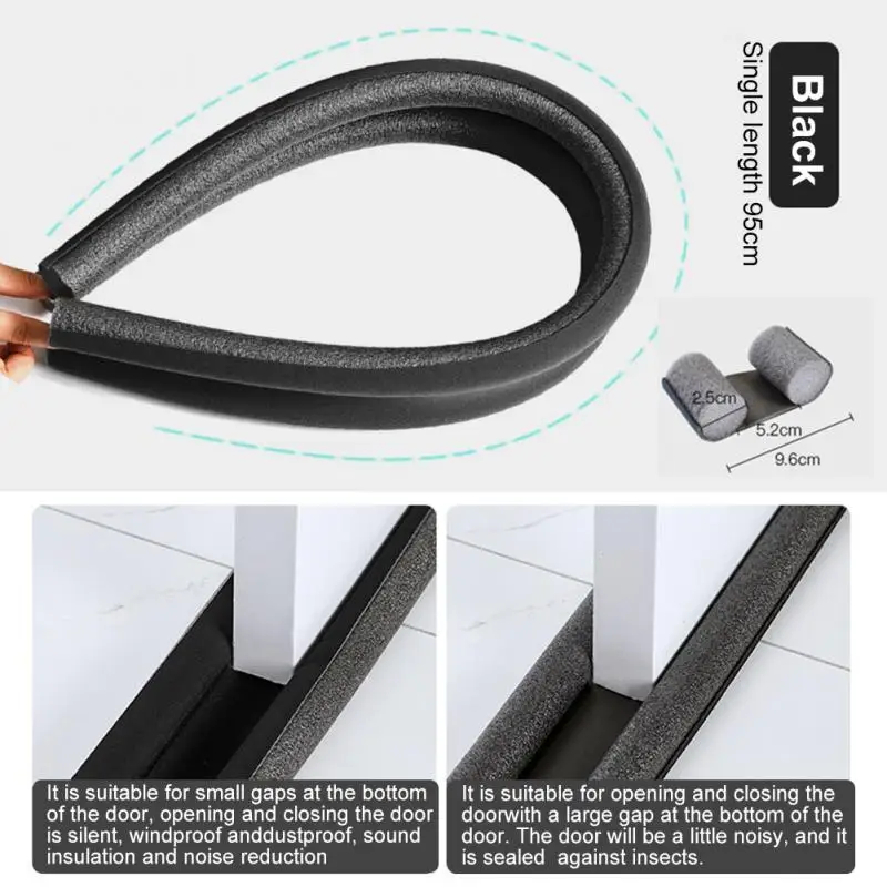 

95*10cm Soundproof Waterproof Seal Strip Draught Excluder Stopper Door Bottom Guard Double Silicone Rubber Seal Dustproof