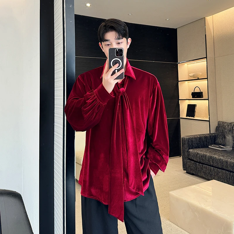 Мужская винтажная уличная одежда со знаменитостями модная бархатная рубашка с