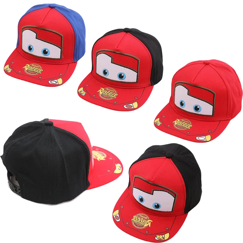 

Disney Lightning McQueen Embroidered Kids Baseball Cap Anime Car Story Hip Hop Flat Rim Sunscreen Cap Birthday Gift for Kids
