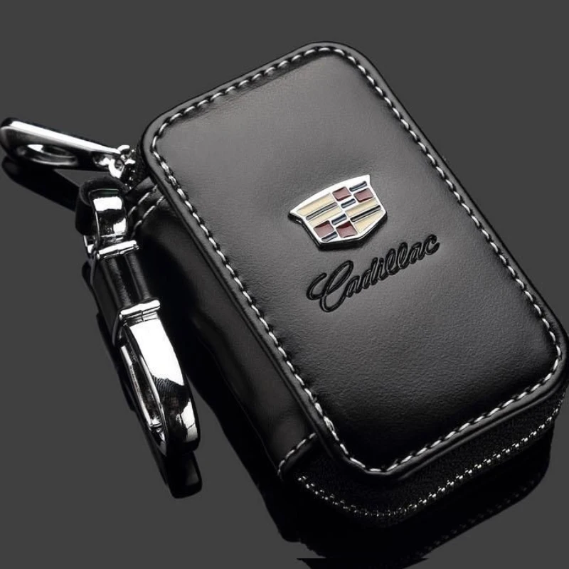

1PCS Leather Car Key Wallet Keychain Hook Bags Key Case For Cadillac logo XT4 XT5 CT6 Escalade ATSL SRX XTS S Car Accessories