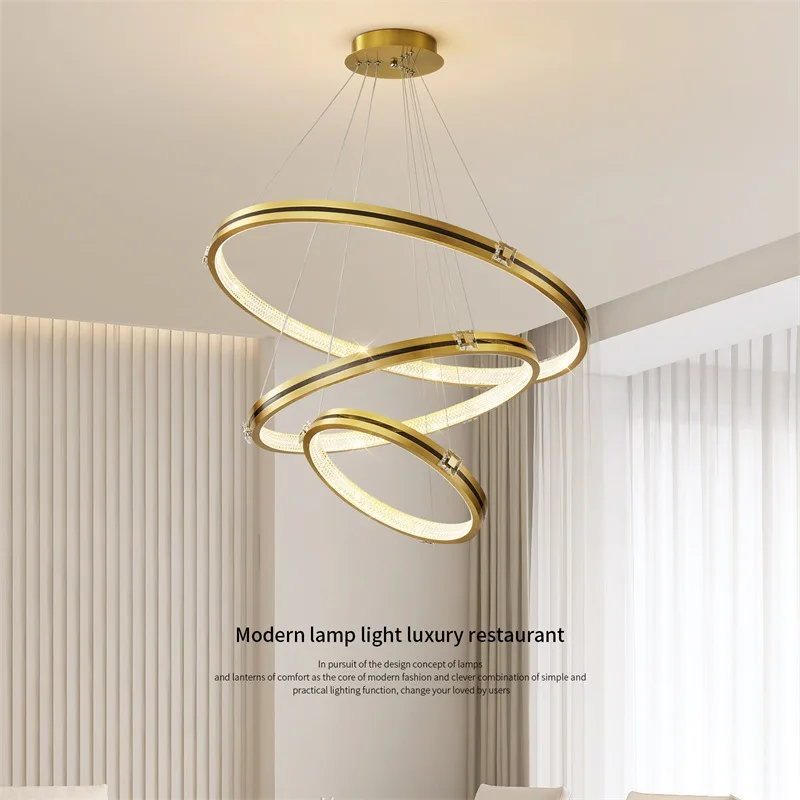 

Modern 3 Ring Round LED Chandelier For Living Room Dining Room Bedroom Kitchen Coffee Pendant Lamp Remote Control Hanging Light