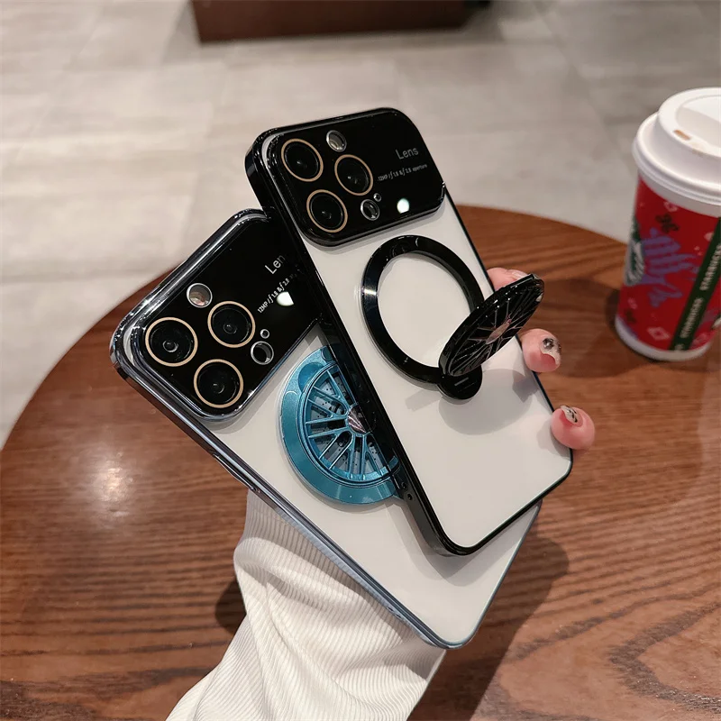 Electroplating case with spinner holder for iPhone11 12 12pro 12promax 13 13pro 13promax 14 14pro 14promax 15 15pro 15promax