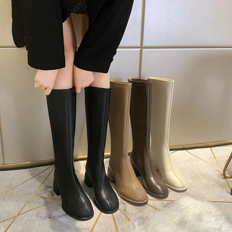 2022 Boots Women Shoes Autumn Luxury Designer Boots-Women Round Toe Sexy Thigh High Heels High Sexy Fashion Ladies Low Mid Calf