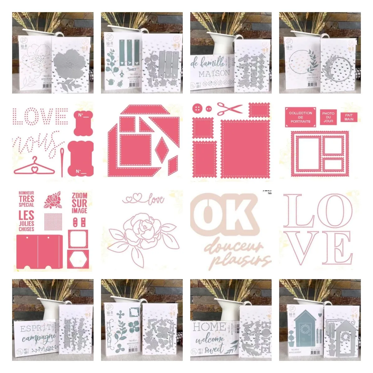 Square Flower Metal Cutting Dies for DIY Scrapbooking Crafts Dies Cut Stencils Maker Photo Album Template Handmade Decoration