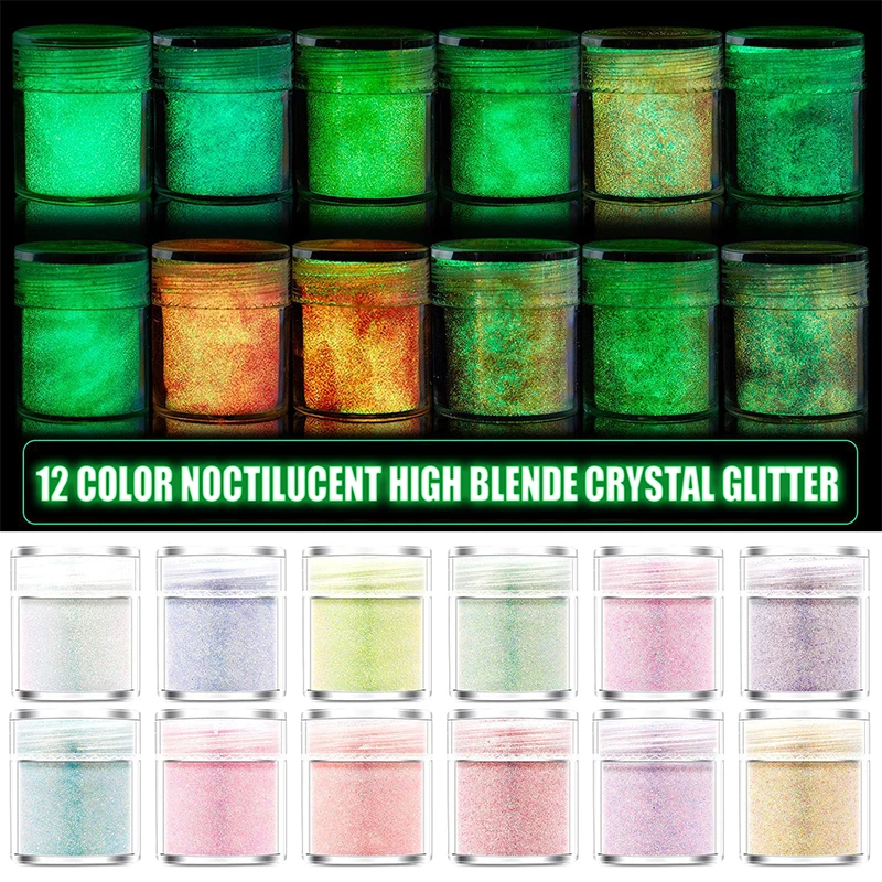 12 Color Luminous Sequins Glow In The Dark Glitters for DIY Epoxy Mold Jewelry Findings Nail Art Craft Resin Filling Decoration