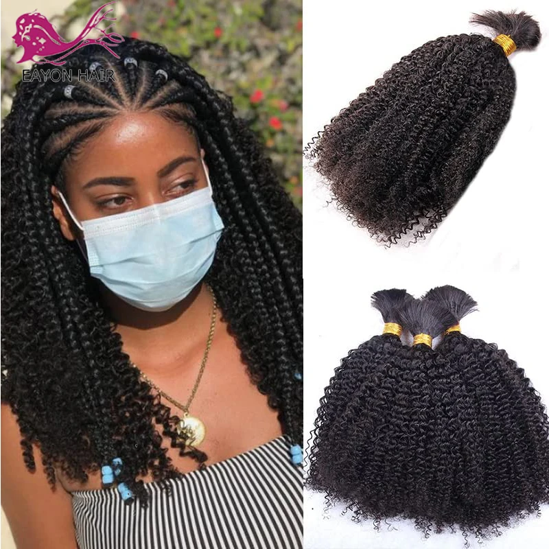 

1/2/3 Bundles No Weft Human Hair Bulk For Crochet Braids Afro Kinky Curly Indian Human Hair Bulk 100g/1PCS