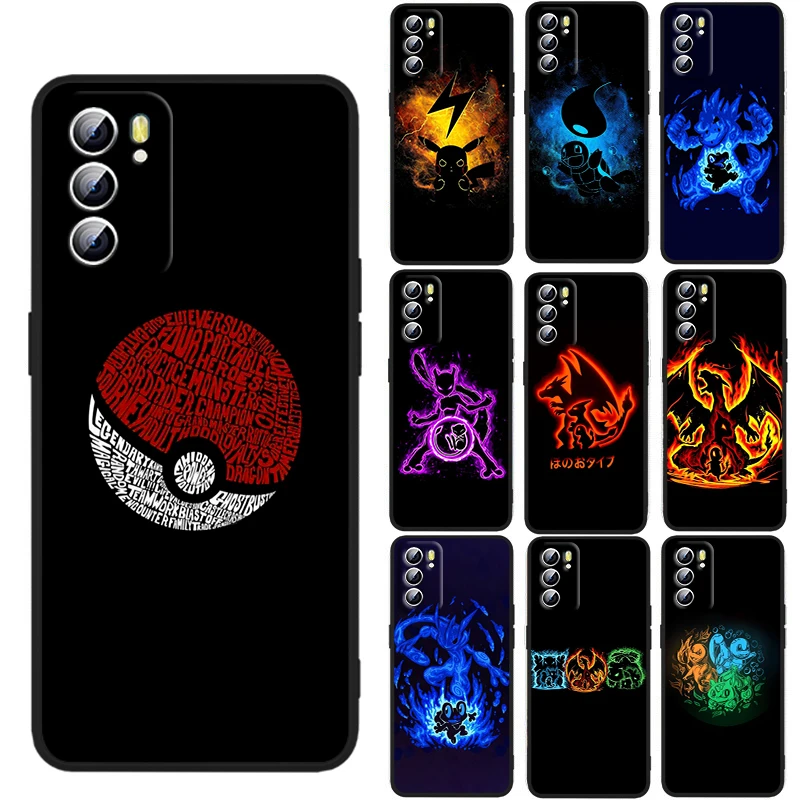 

Anime Pikachu Pokemon For OPPO Reno 7 6 5 4 3 SE Z F Pro Plus 4G 5G Black Phone Case Silicone Cover Shell Funda Capa