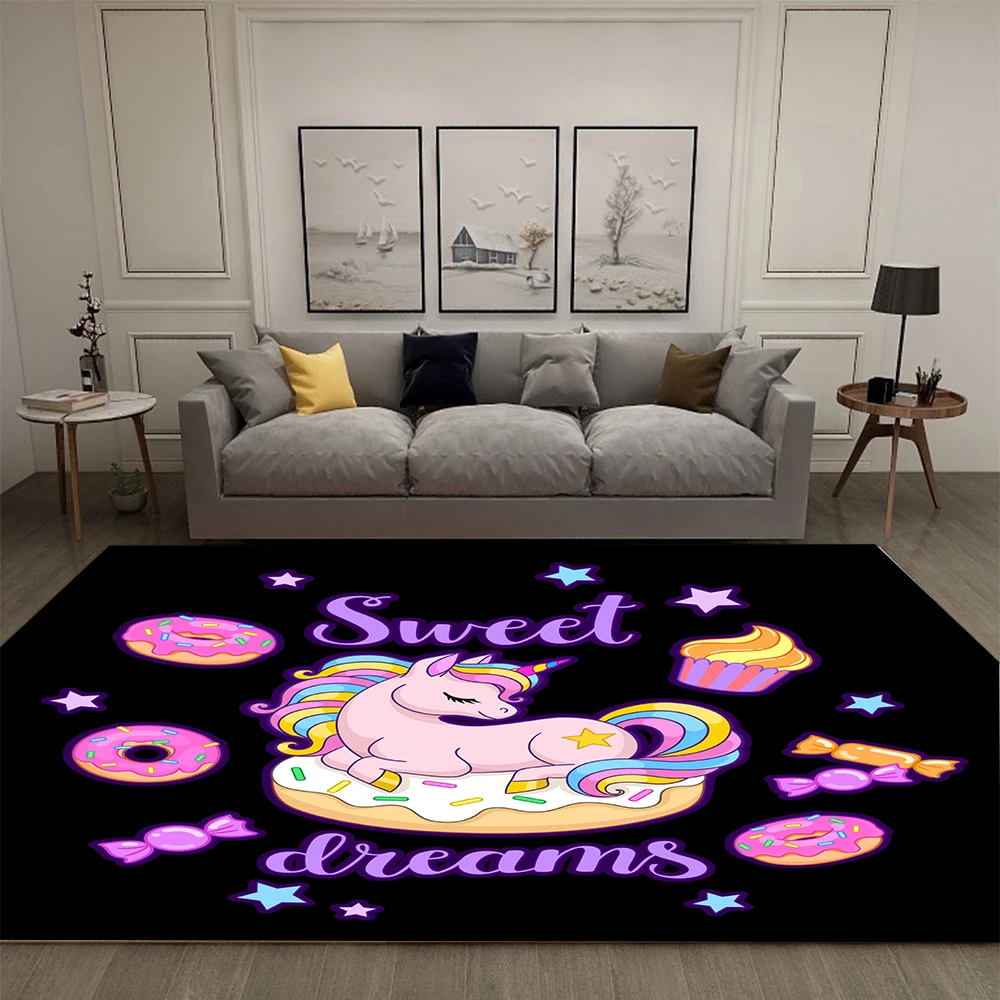 

Домашний декор, Мультяшные детские 3D ковры с единорогом для гостиной, спальни, мягкий напольный коврик для ползания и Ползания для детской к...