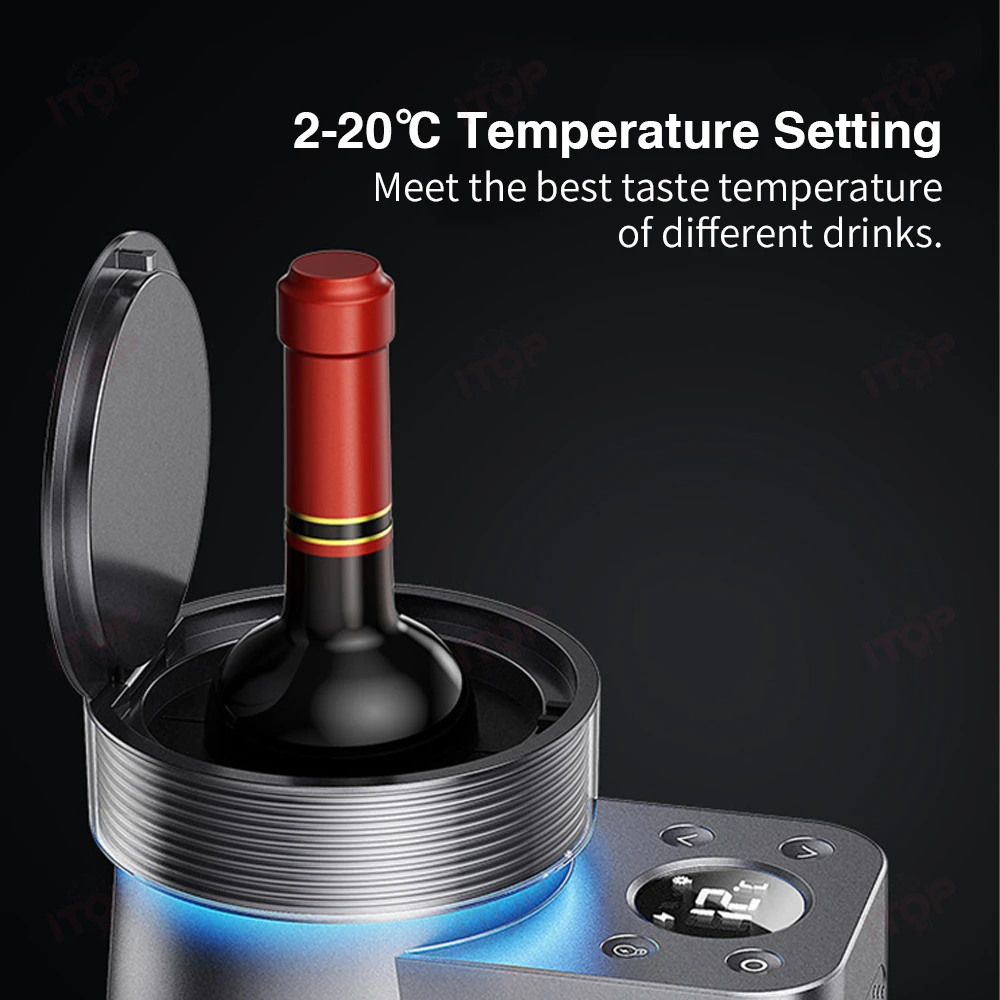 Фото ITOP WCO-01 Wine Chiller — умный винный охладитель, подходящий для большинства бутылок вина объемом 750 мл, 2-20 штук. ℃   Установка температуры №1