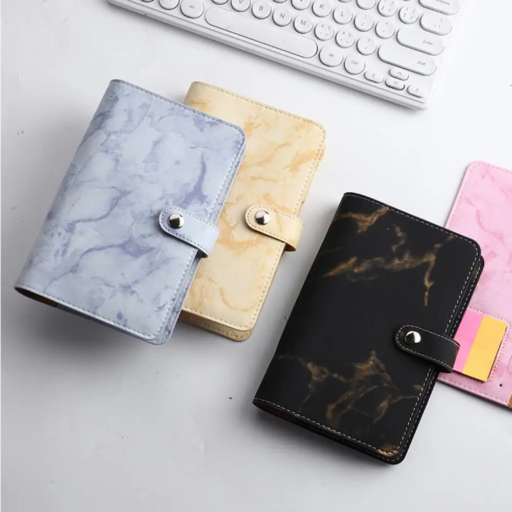 

1 set of A6 budget binder thick paper waterproof buckle ripstop dustproof faux leather marble 6 ring money budget