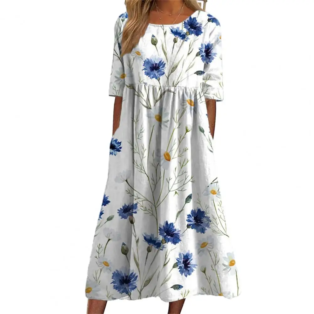 

Винтажное женское длинное платье в этническом стиле с принтом, Свободный Подол, высокая талия, карманы, модная одежда 2023
