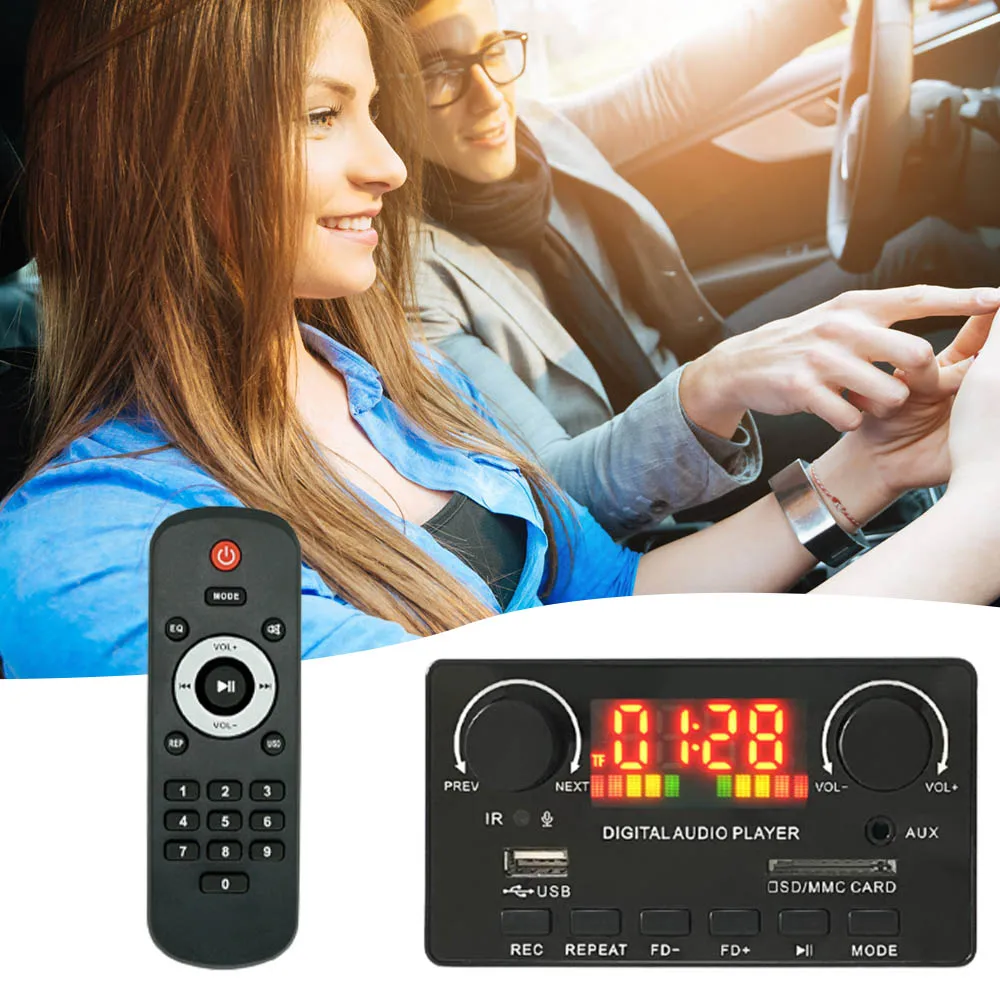 

2*40W 80W Amplifier Bluetooth 5.0 MP3 Player WAV Decoder Board 12V Car FM Radio Module Support TF USB AUX Handsfree Call Record