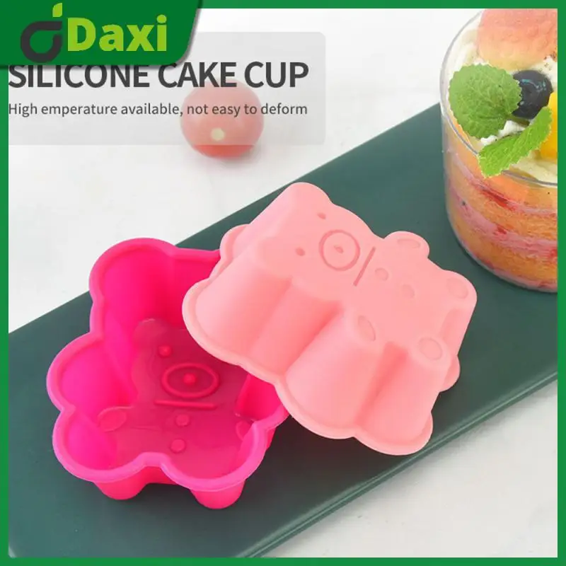 

Pudding Mold Marfen Cup Anti-stick Bear Shaped Baking Tools Food Grade Silicone Cake Cup Kitchen Accessories
