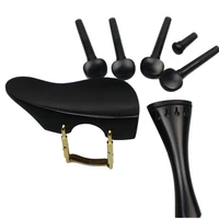1 set 44 ebony wood violin parts without paris eye pegs endpin tailpiece chinrest installed clamps ready for using