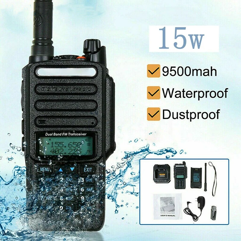 UV-9R Plus Handheld Walkie Talkie 15W 128CH VHF/UHF Two Way Radio Dual Display Suitable for Security Guard Supermarket Parts