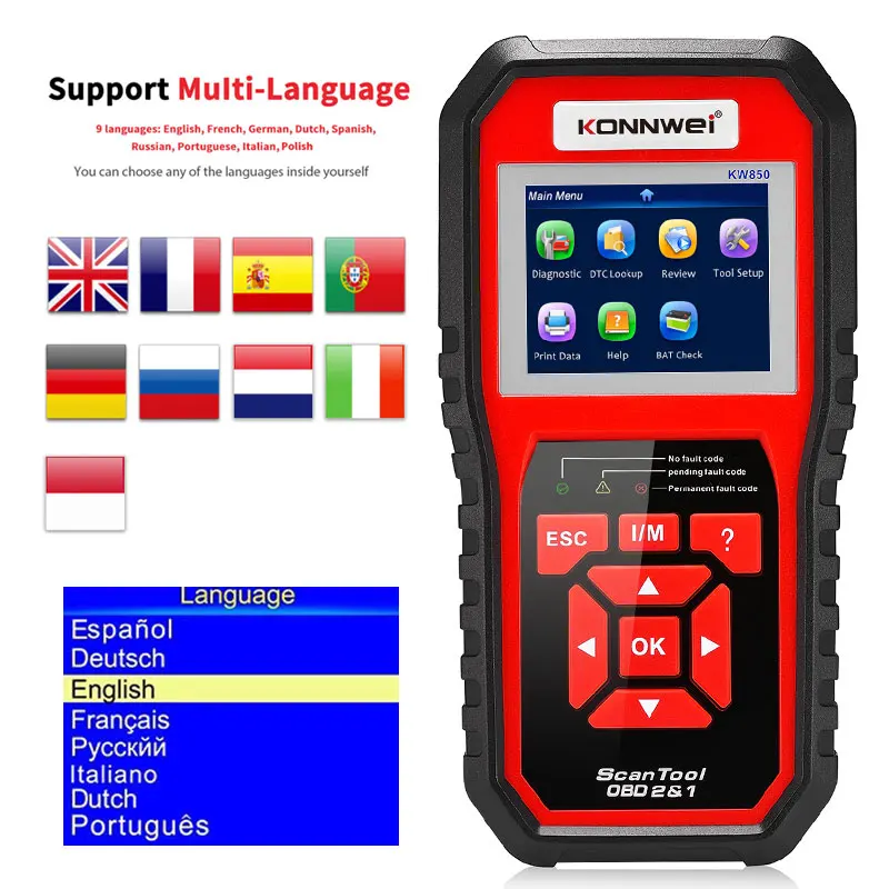 KONNWEI OBD2 KW850 Автомобильный сканер OBD 2, профессиональный сканер ...
