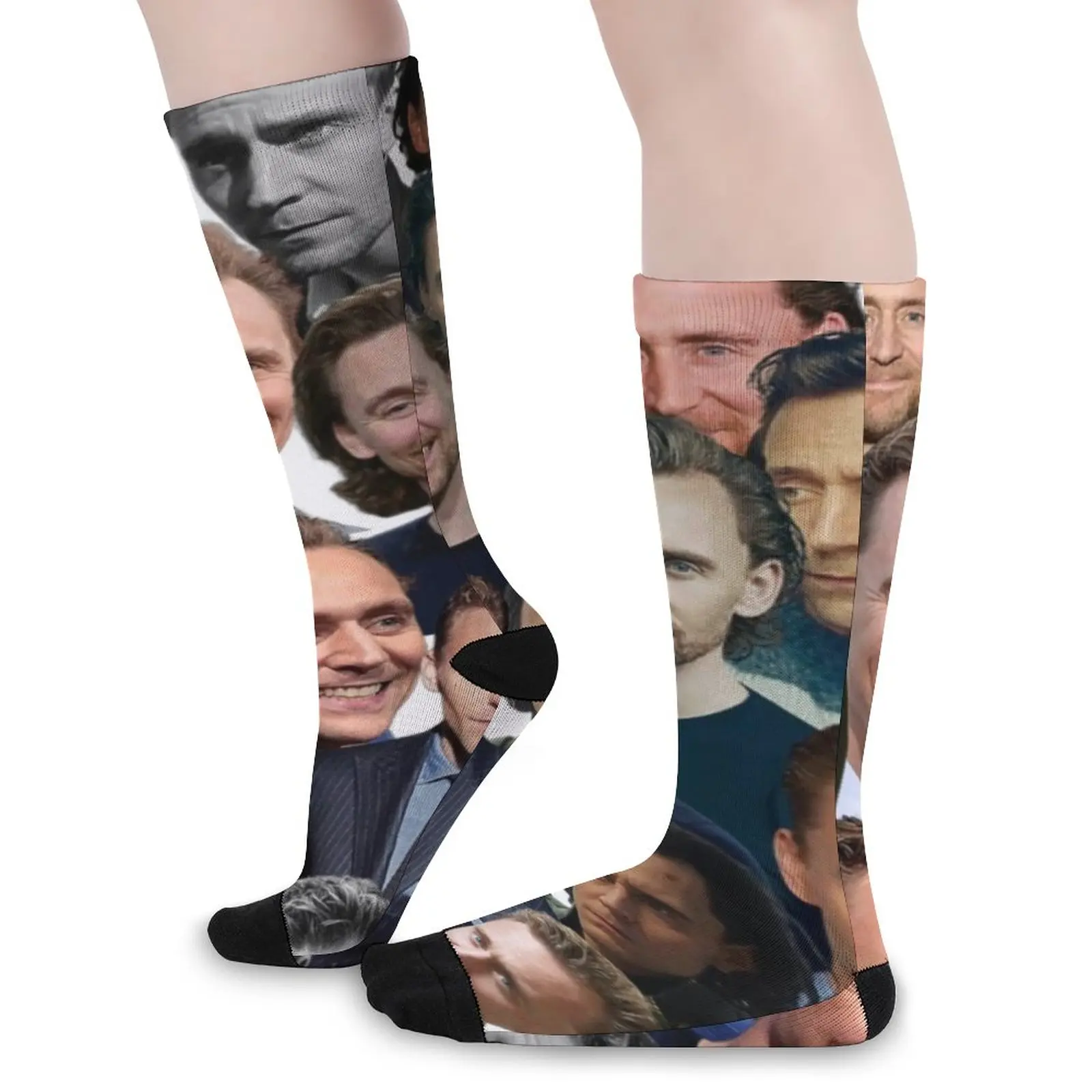 

Tom Hiddleston носки с фотоколлажем актер повседневные чулки осенние Нескользящие женские носки дышащие носки с графическим принтом для скалолазания