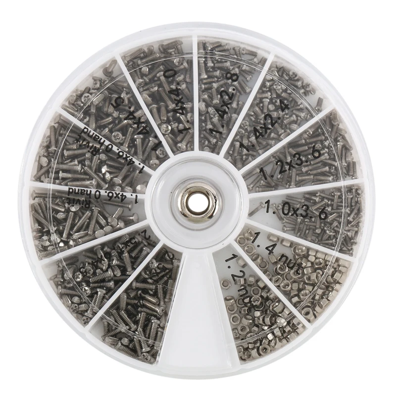 

1000Pcs Stainless Steel Screws Set Machine Screws Assortment For PC Glasses Mobile Phone