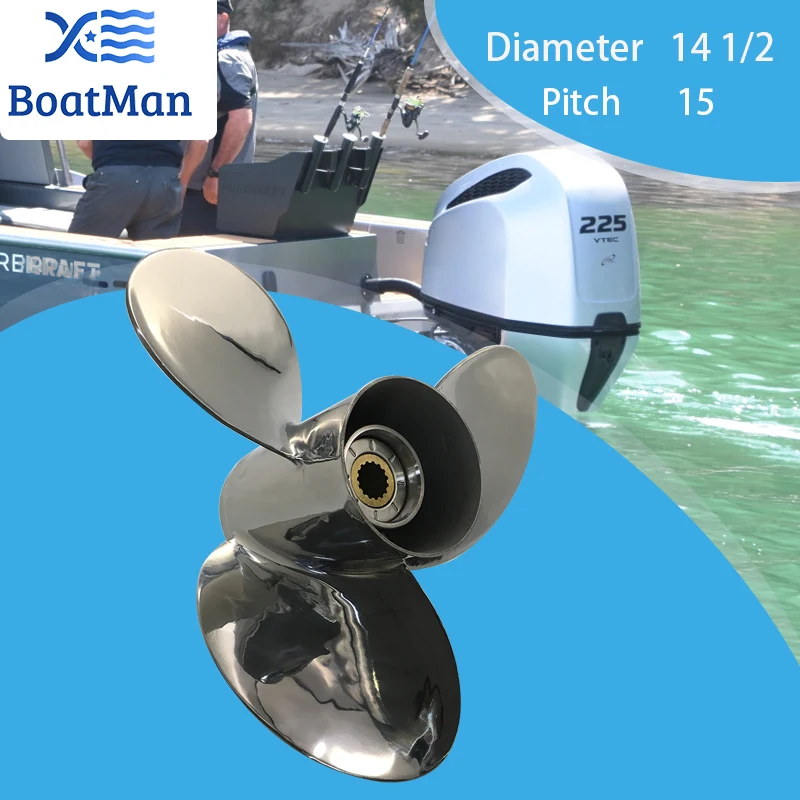 

Подвесной пропеллер 14 1/2x15 для лодочного двигателя Honda 115HP-250HP, 3 Лопасти из нержавеющей стали, 58130-ZY3-T00, запчасти для лодок