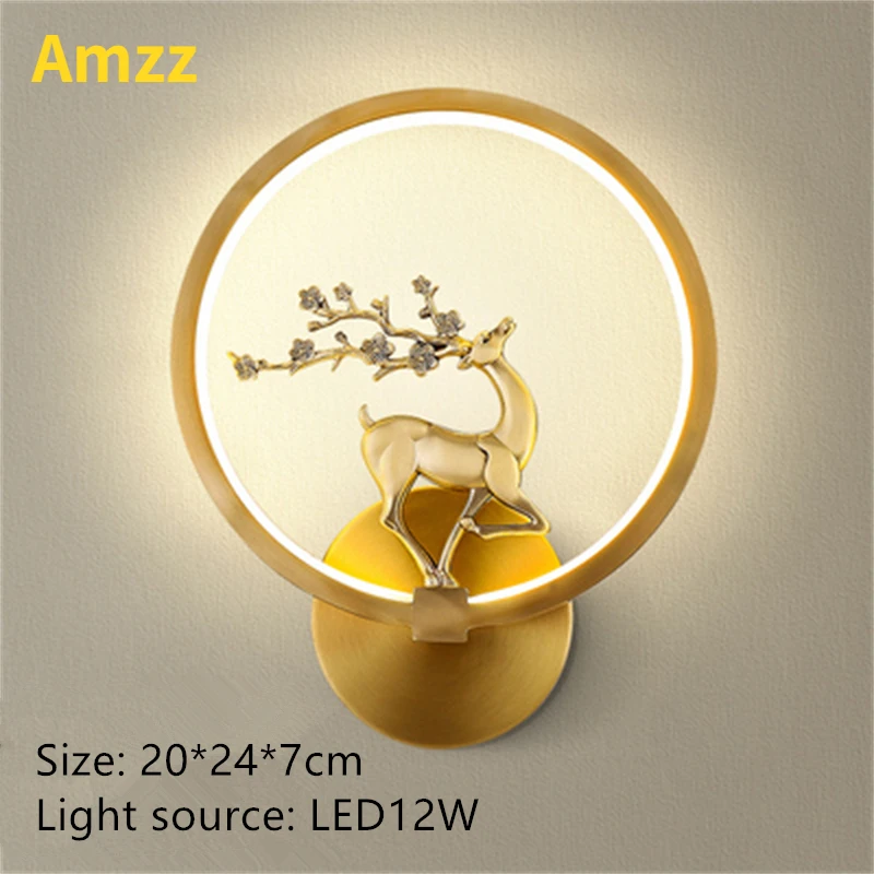 

Современный декоративный светодиодный медный настенный светильник, 90-260 В переменного тока, настенный светильник для гостиной, лестницы, ко...