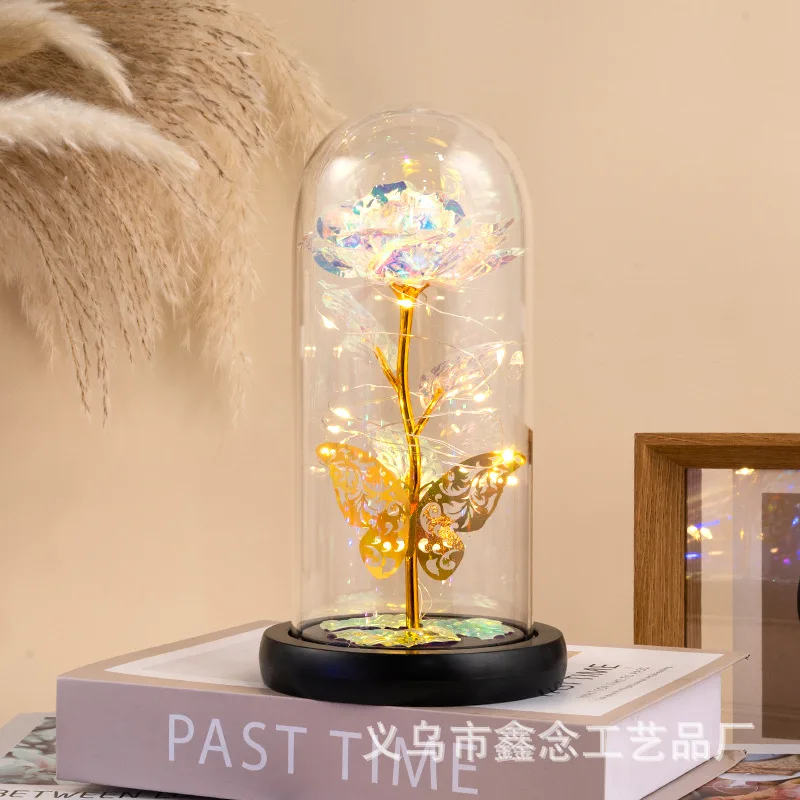 Вечный цветок роза стеклянный абажур имитация цветка подарок на день рождения