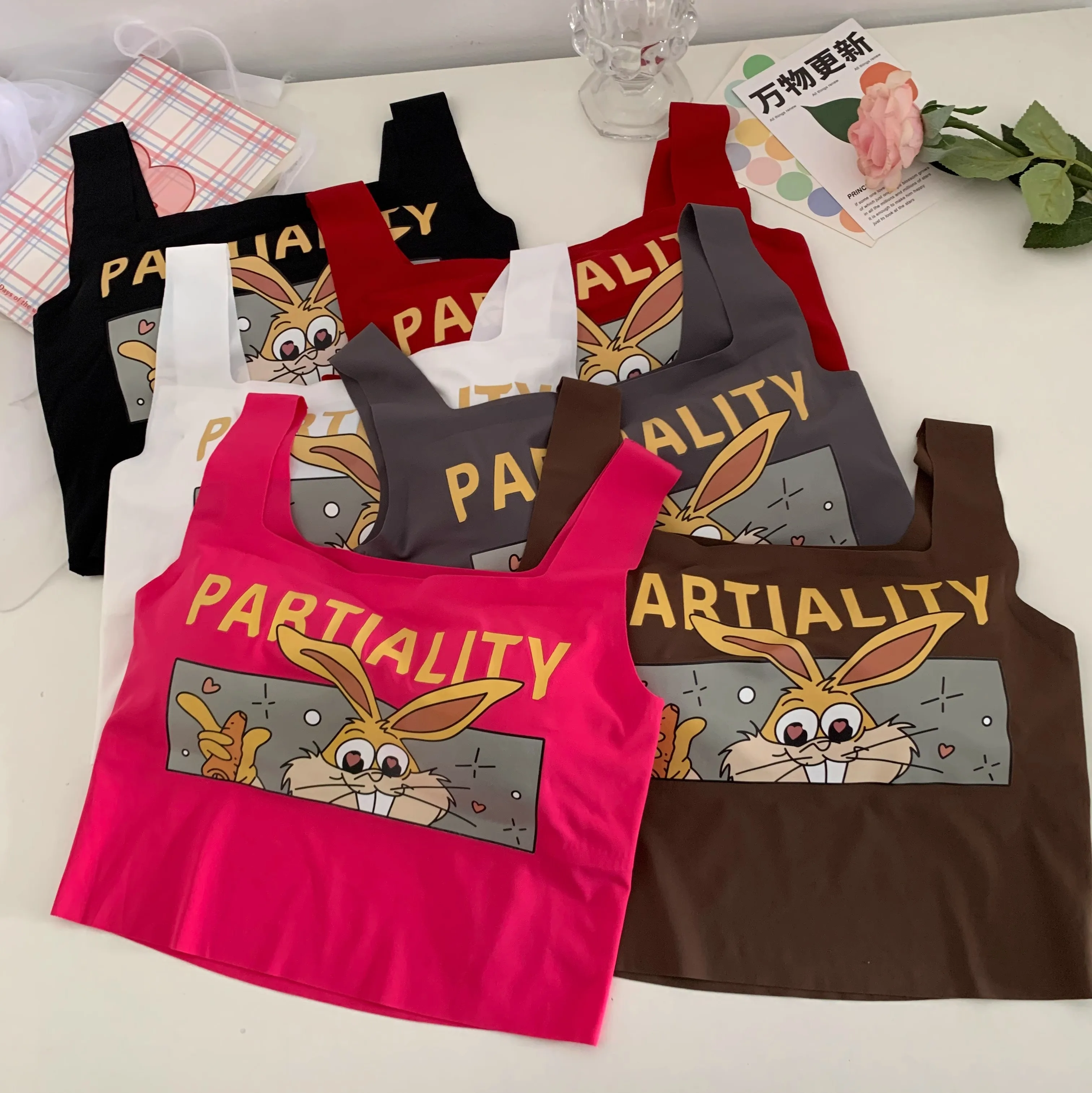 Ice Silk American Square Collar All-Match Print Seamless Slimming Beau Back Vest Women's Belt Chest Pad Outer and Inner Wea...