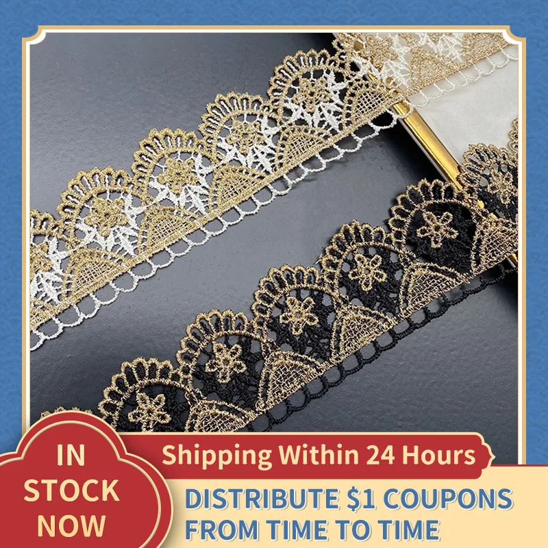 

DIY Ladies Wedding Clothing Fabric Cradle Home Textile Trim 2 Yards Embroidery Two-color Flower Fabric Lace Ribbon Wholesale