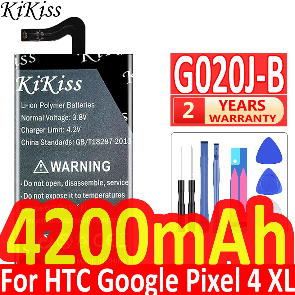 

KiKiss Replacement Battery G020J-B For Google Pixel 4 XL Pixel4 XL Authentic Rechargeable Battery 4200mAh Batteries + Free Tools