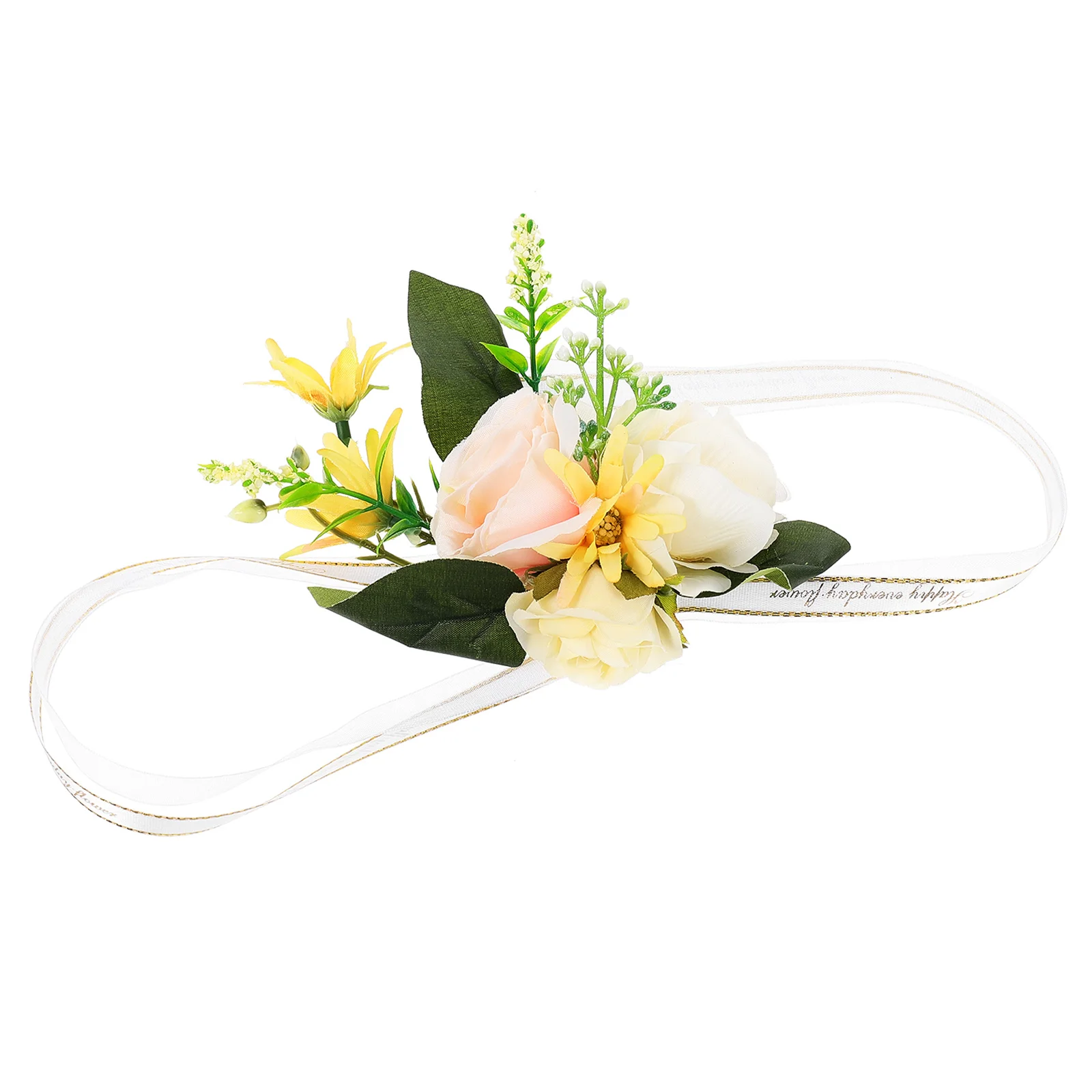 

Flower Wrist Wedding Corsage Bridesmaid Decor Boutonniere Bride Wristband Pin Rose Corsages Bracelet Prom Groom Collar Silk