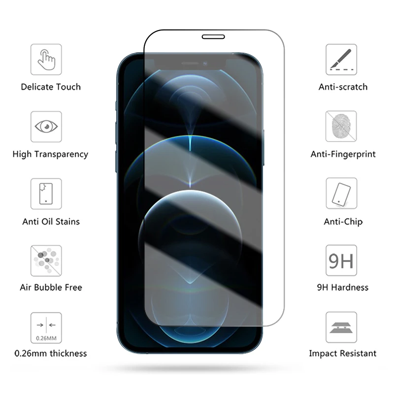 

Прозрачная защитная пленка для экрана HD 12D, закаленное стекло для IPhone 13, 12, Mini, 11 Pro Max, 8, 7, 6S Plus, XR, Xs Max, защитная стеклянная пленка, 3 шт.