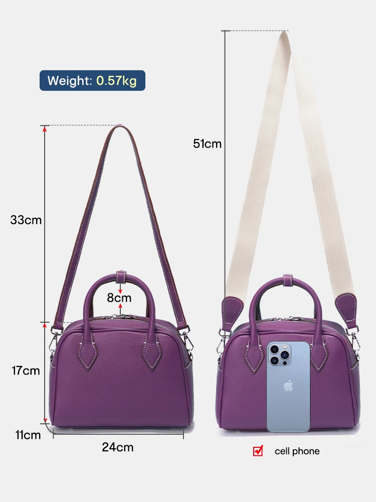 Zency Small Crossbody Bags for Women Classic Double Zip Top Handle Dome Satchel Bag Shoulder Purse 2023 Designer For Commuter