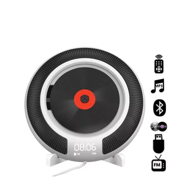 

Новый портативный Bluetooth-совместимый CD-плеер настенное крепление FM-радио встроенный HiFi-динамик с дистанционным управлением разъем для наушн...